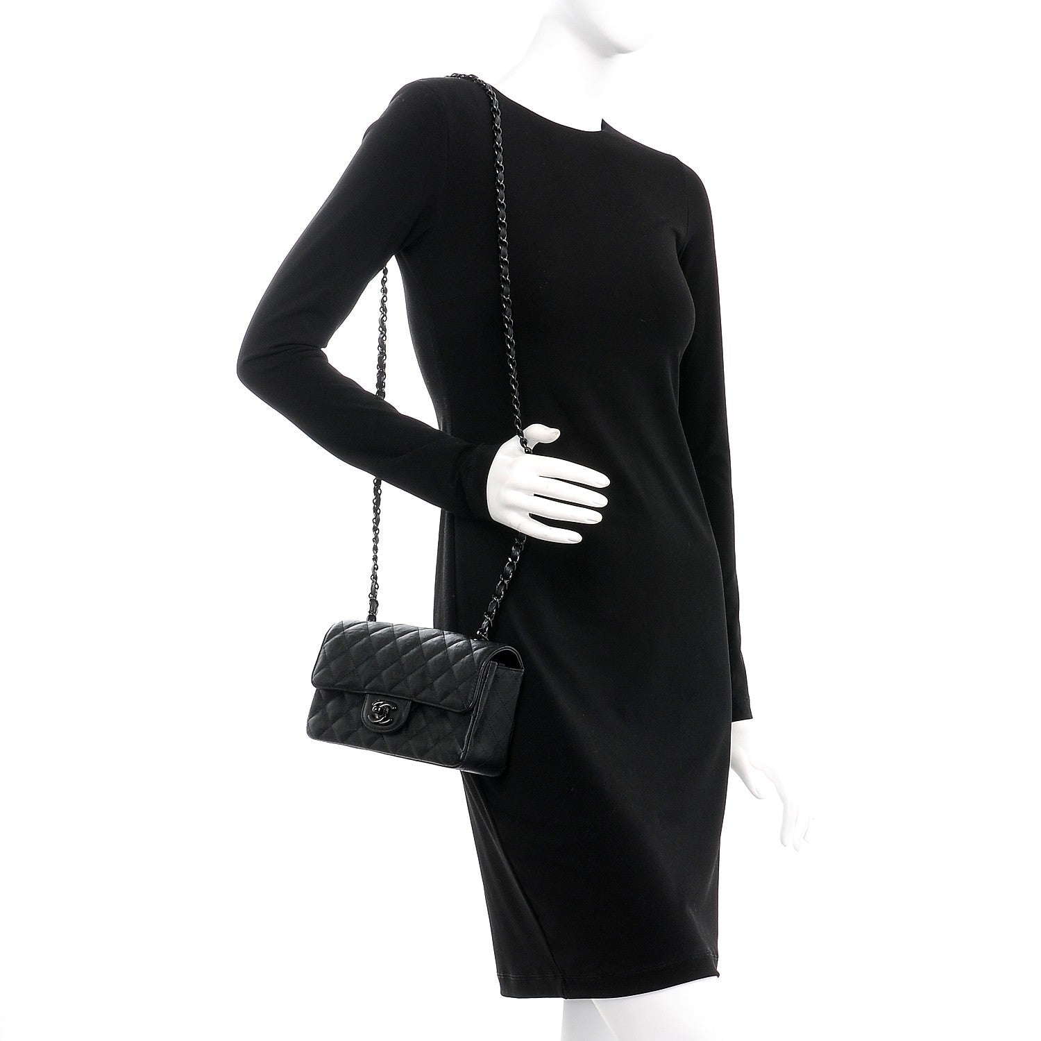 Chanel Crumpled Calfskin Quilted Mini Rectangular Flap So Black 2 of 8