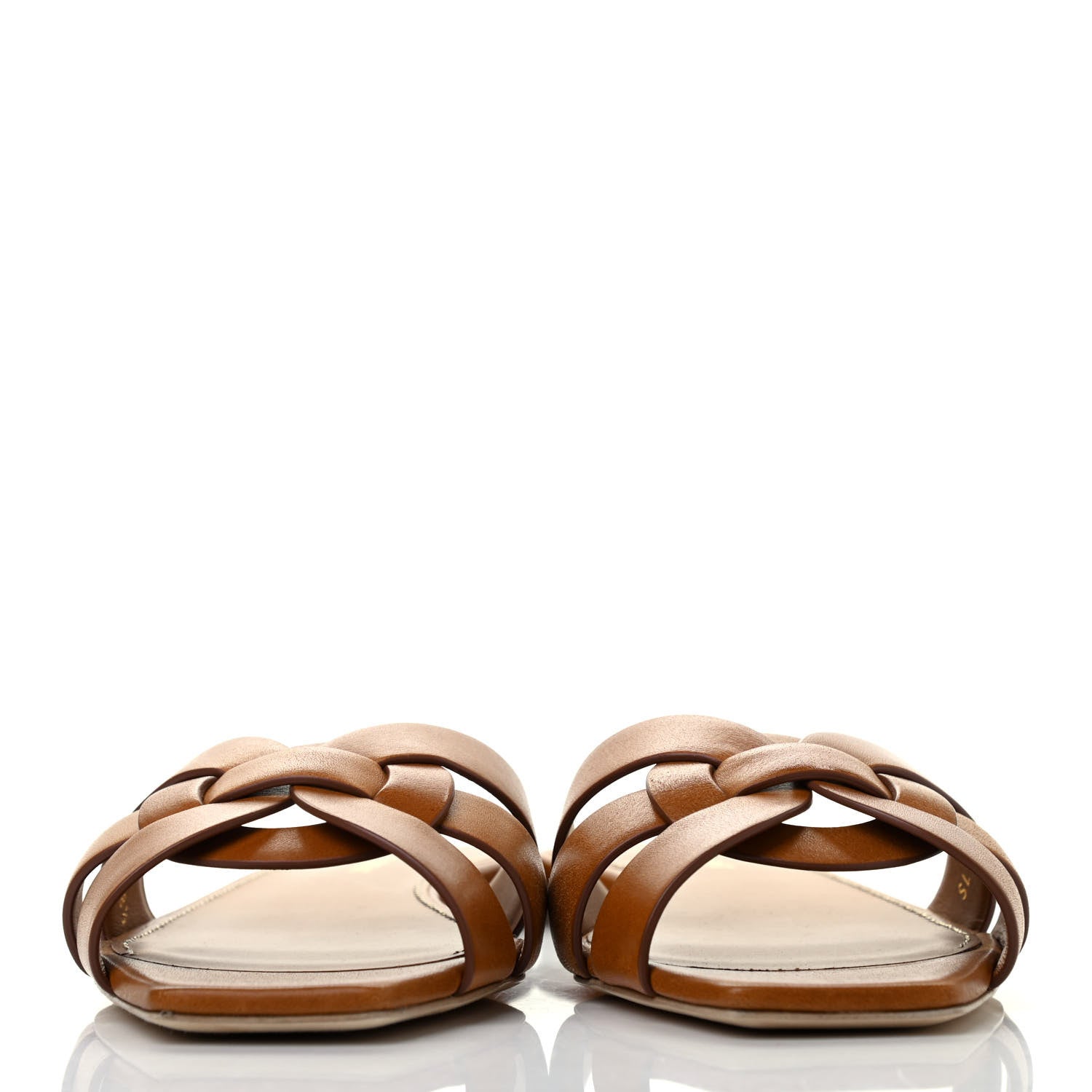 Saint Laurent Calfskin Tribute 05 Slide Sandals 38.5 Amber 2 of 5