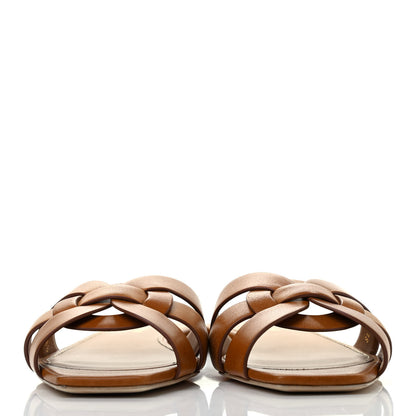 Saint Laurent Calfskin Tribute 05 Slide Sandals 38.5 Amber 2 of 5