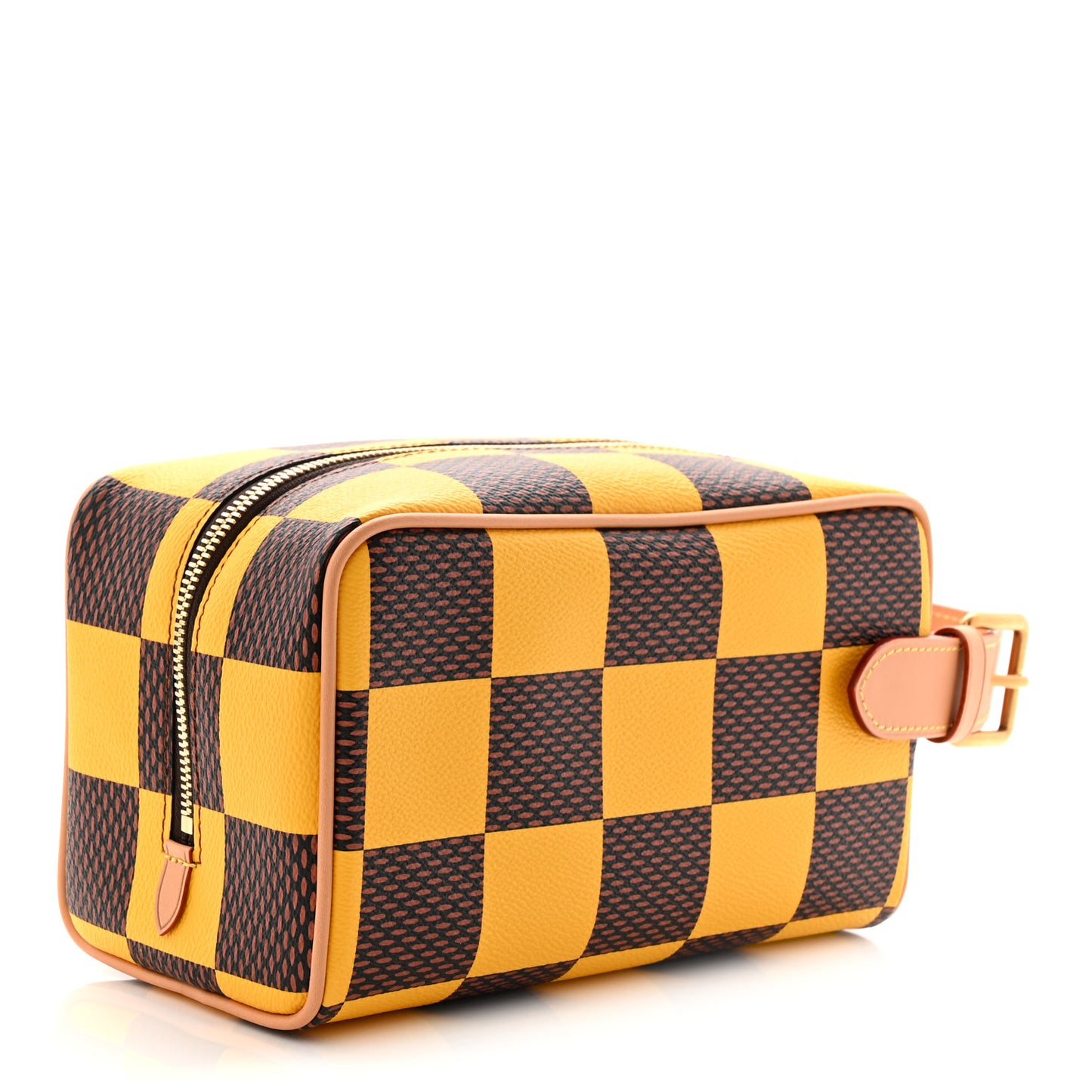 Damier Pop Dopp Kit Toilet Pouch Jaune Mat