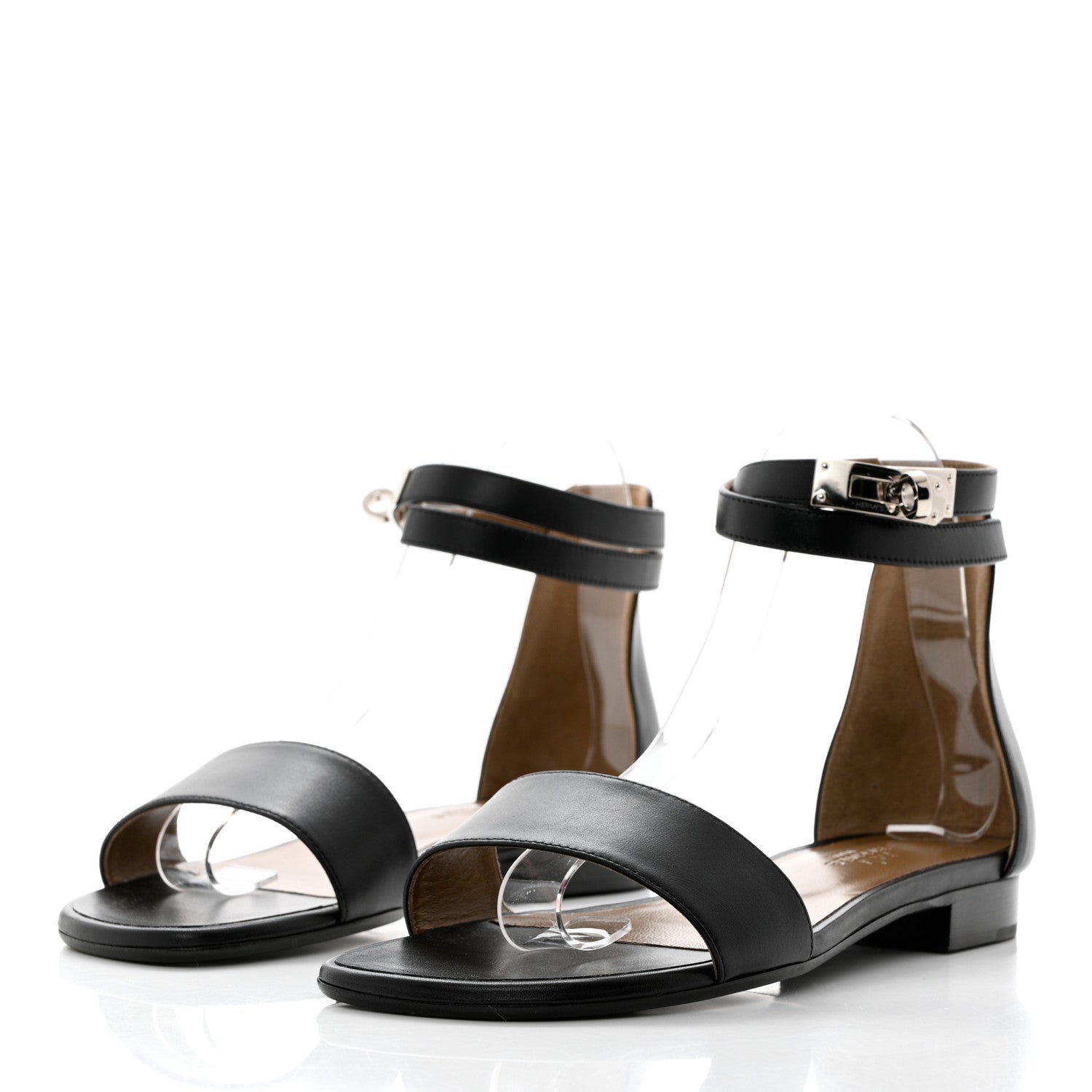 Hermes Heritage Calfskin Baia Sandals 37 Black 3 of 10