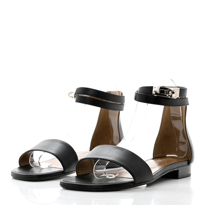 Hermes Heritage Calfskin Baia Sandals 37 Black 3 of 10