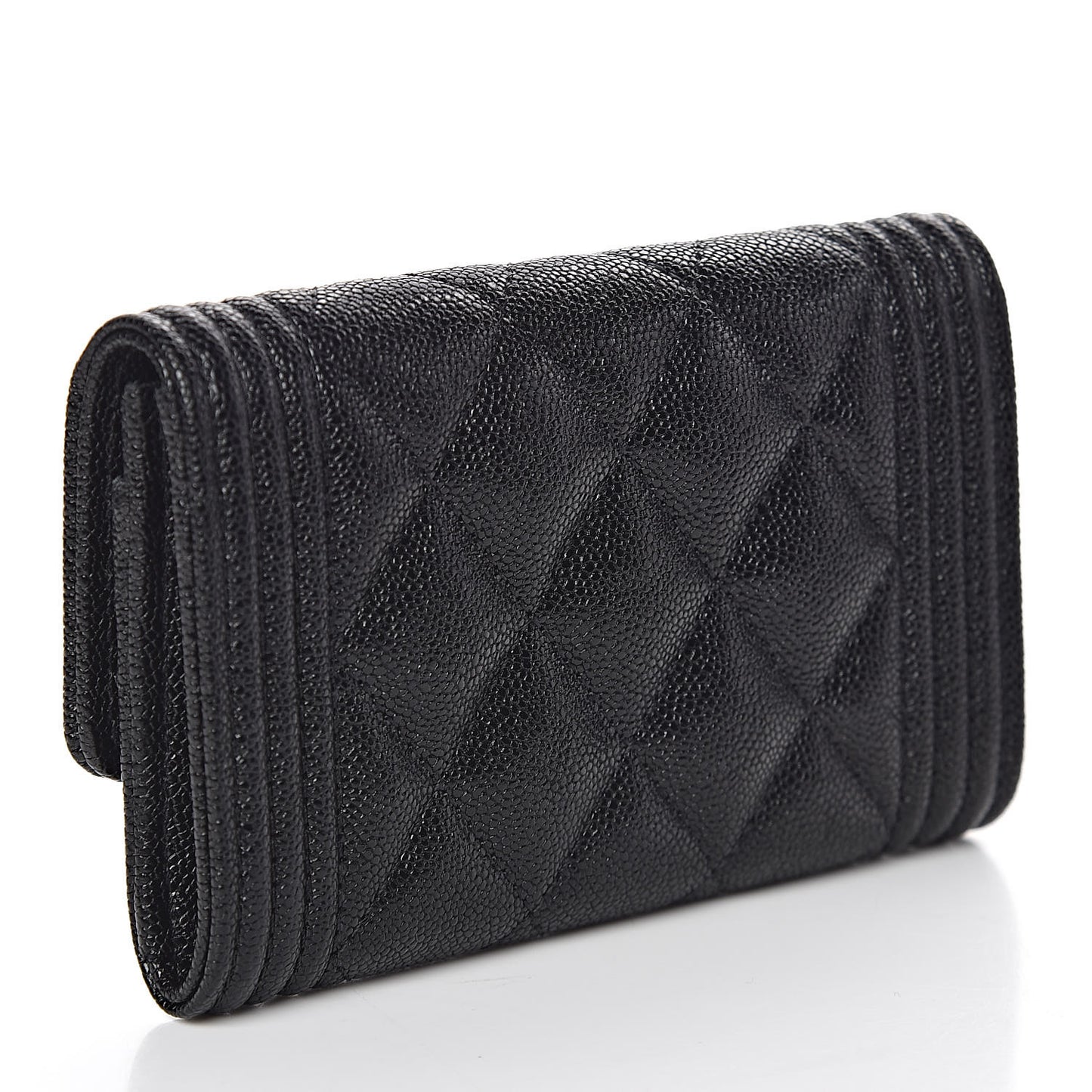 Caviar Quilted Boy Flap Card Holder Black