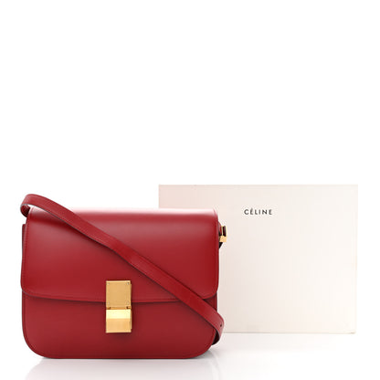 Celine Box Calfskin Medium Classic Box Flap Bag Red 12 of 12