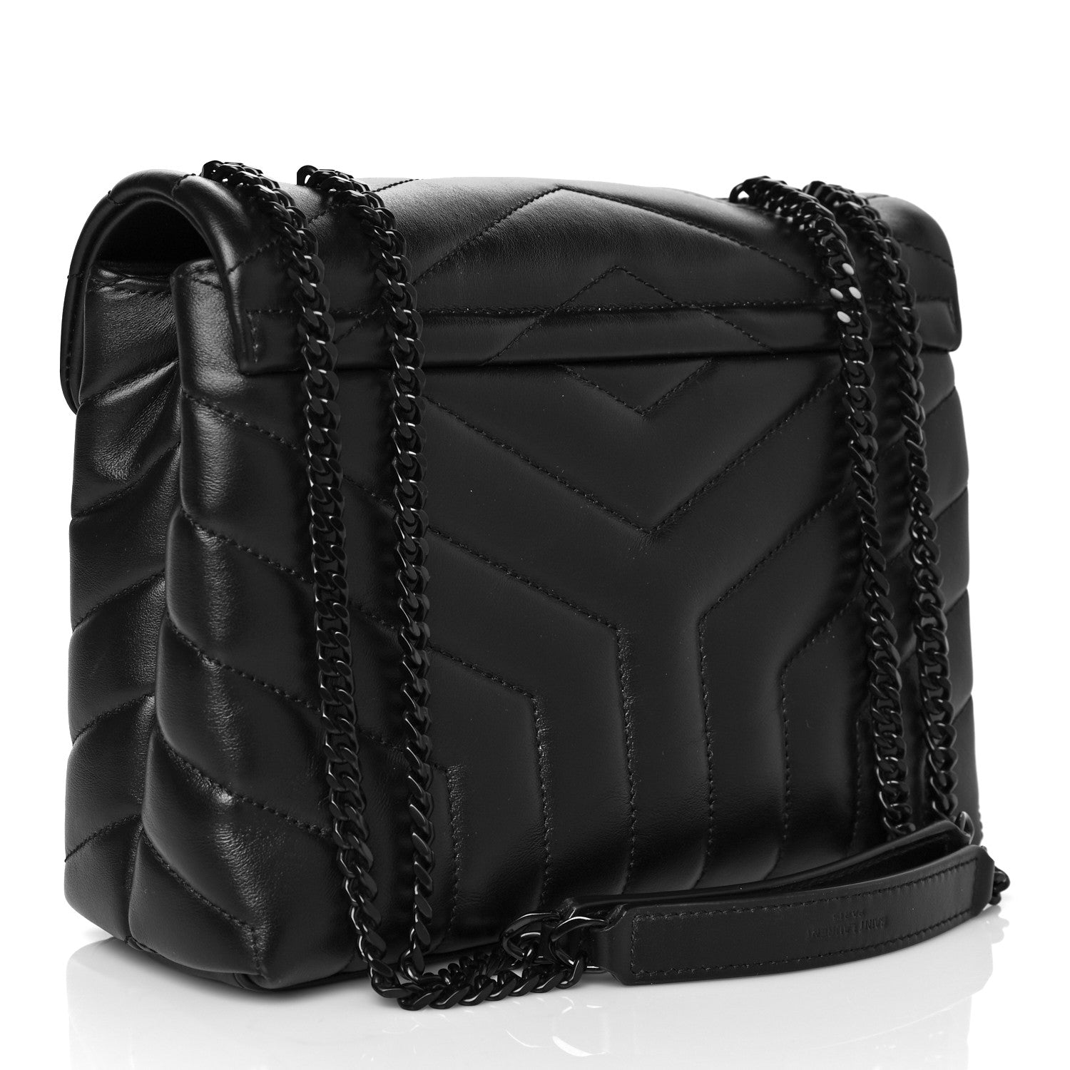 Saint Laurent Calfskin Y Quilted Monogram Small Loulou Chain Satchel Black 3 of 10