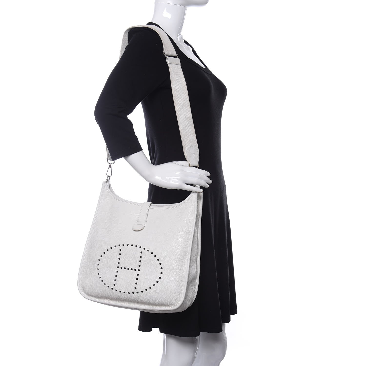 Hermes Taurillon Clemence Evelyne III GM White 2 of 11