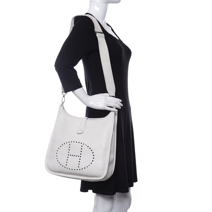 Hermes Taurillon Clemence Evelyne III GM White 2 of 11