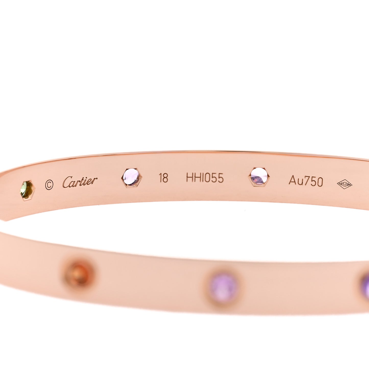 18K Pink Gold Sapphire Garnet Amethyst LOVE Bracelet 18