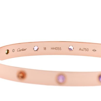 Cartier 18K Pink Gold Sapphire Garnet Amethyst LOVE Bracelet 18 3 of 8