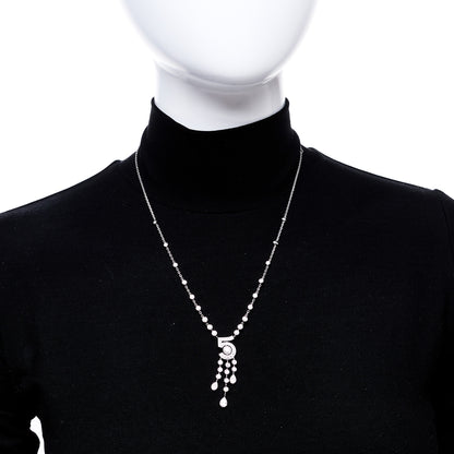 Chanel 18K White Gold Diamond Eternal No 5 Drop Necklace 2 of 6