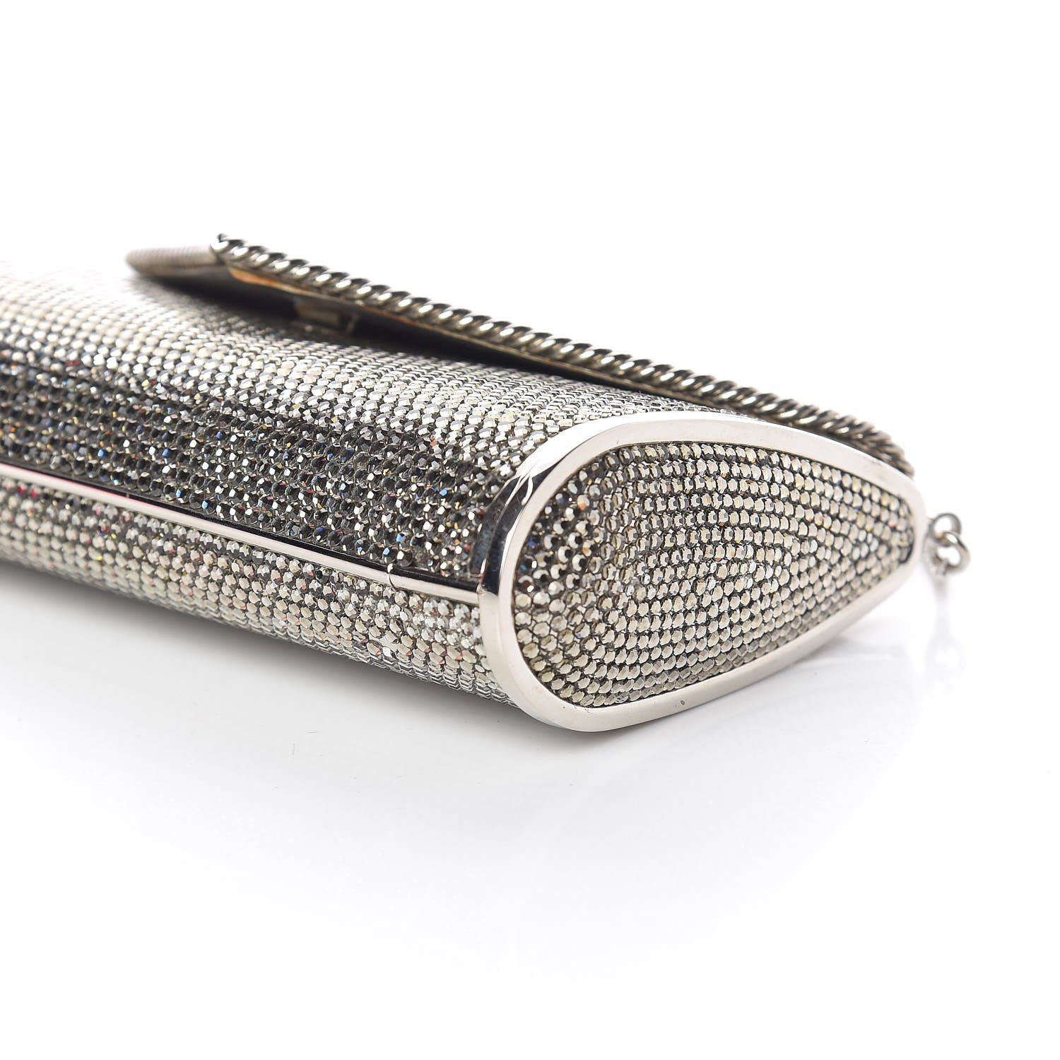 Judith Leiber Swarovski Crystal Minaudiere Clutch Silver 6 of 9