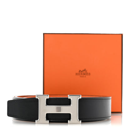 Hermes Box Togo 32mm Striee H Belt 110 44 Black Orange 10 of 10