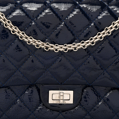 Chanel Distressed Patent Quilted 2.55 Reissue 227 Flap Dark Blue 8 of 13