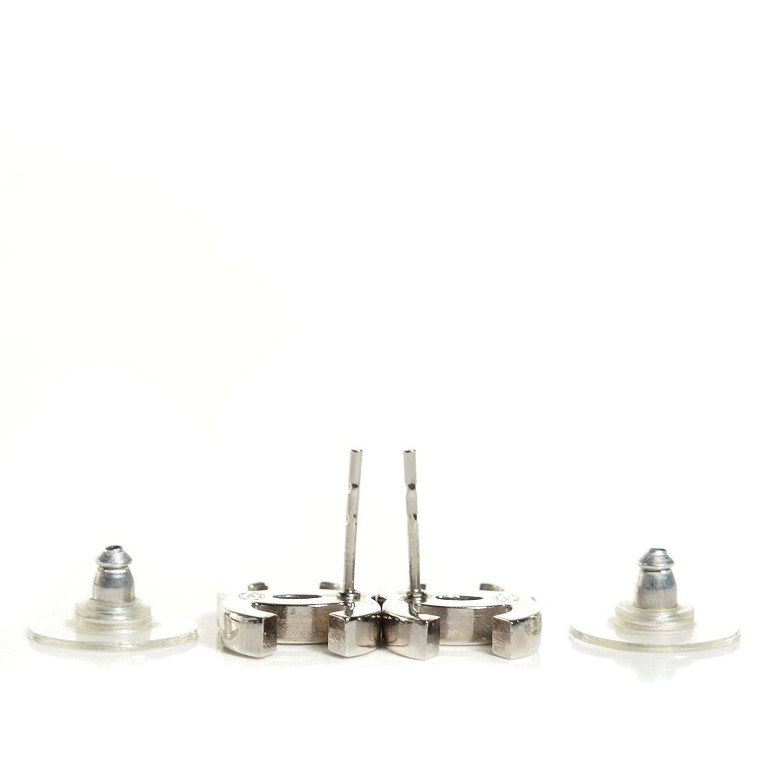 Chanel Crystal Timeless CC Earrings Silver 3 of 5