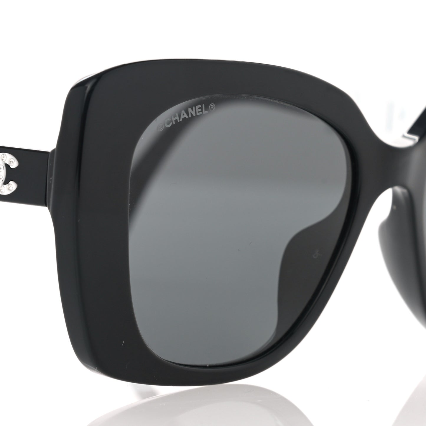 Acetate Strass Square Sunglasses 5422-B-A Black White