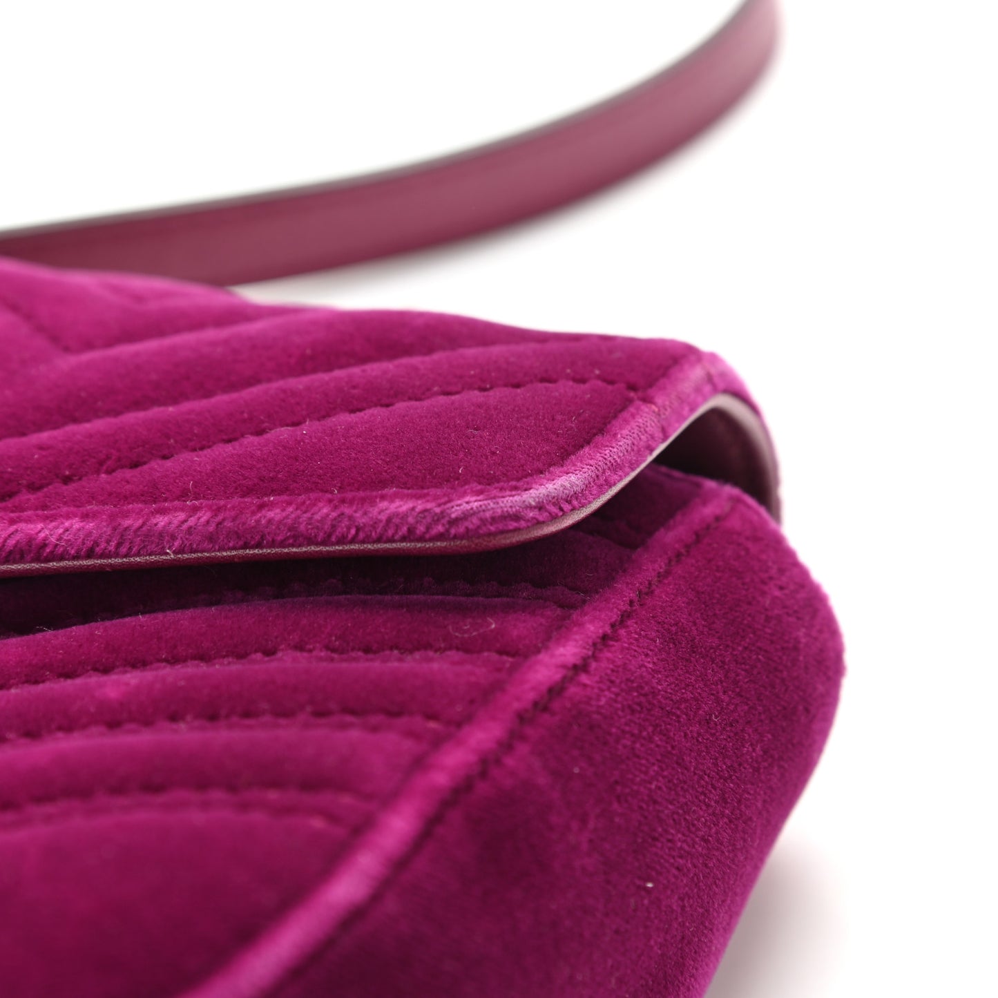 Velvet Matelasse Small GG Marmont Shoulder Bag Fuchsia Violet Cyclamen
