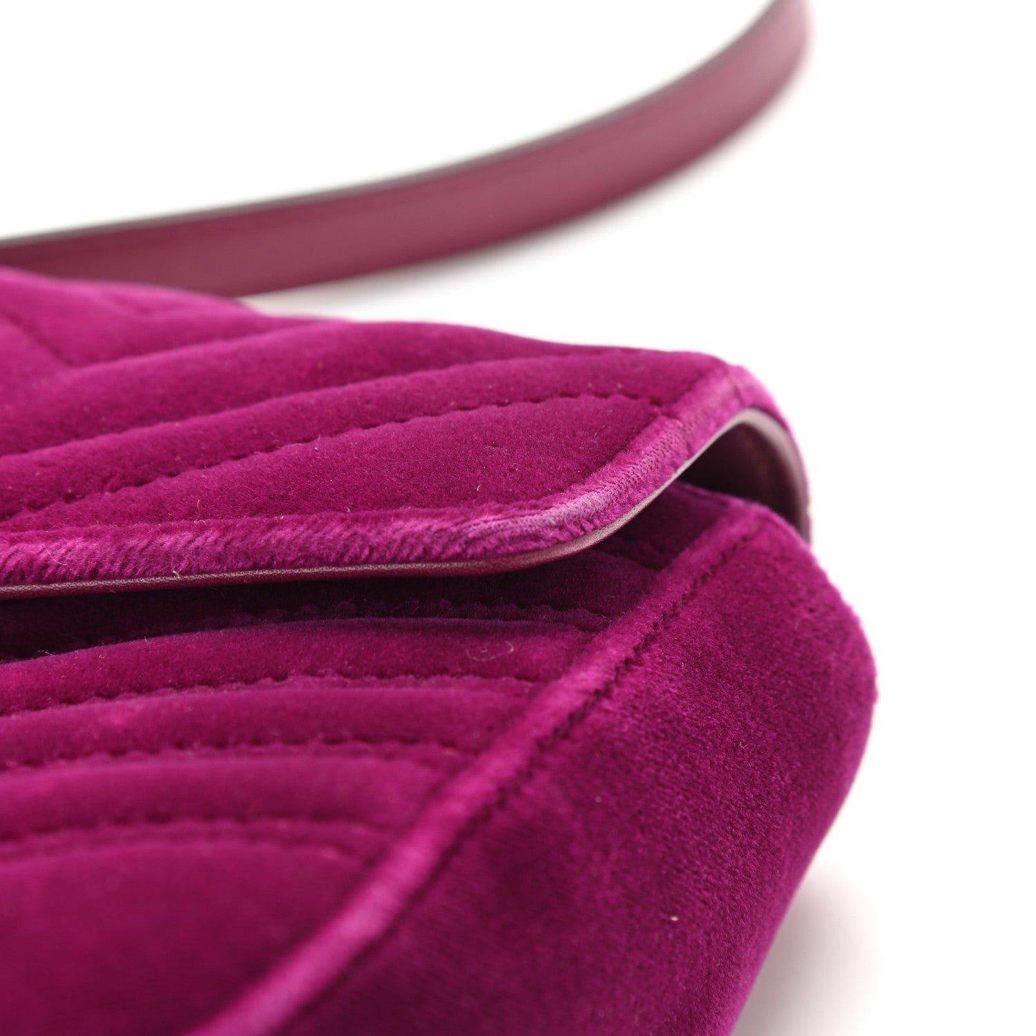 Gucci Velvet Matelasse Small GG Marmont Shoulder Bag Fuchsia Violet Cyclamen 10 of 11