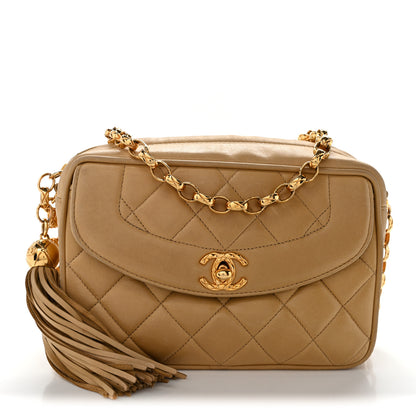 Chanel Lambskin Quilted Tassel Flap Camera Bag Light Beige 1 of 13