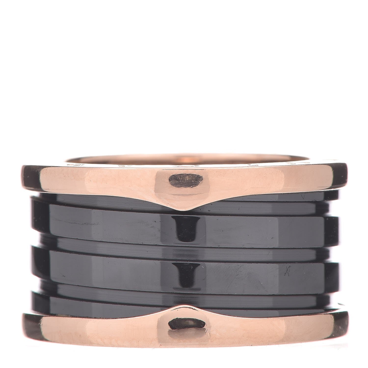 Bulgari 18K Rose Gold Black Ceramic B.Zero1 Four-Band Ring 55 7.25 1 of 5