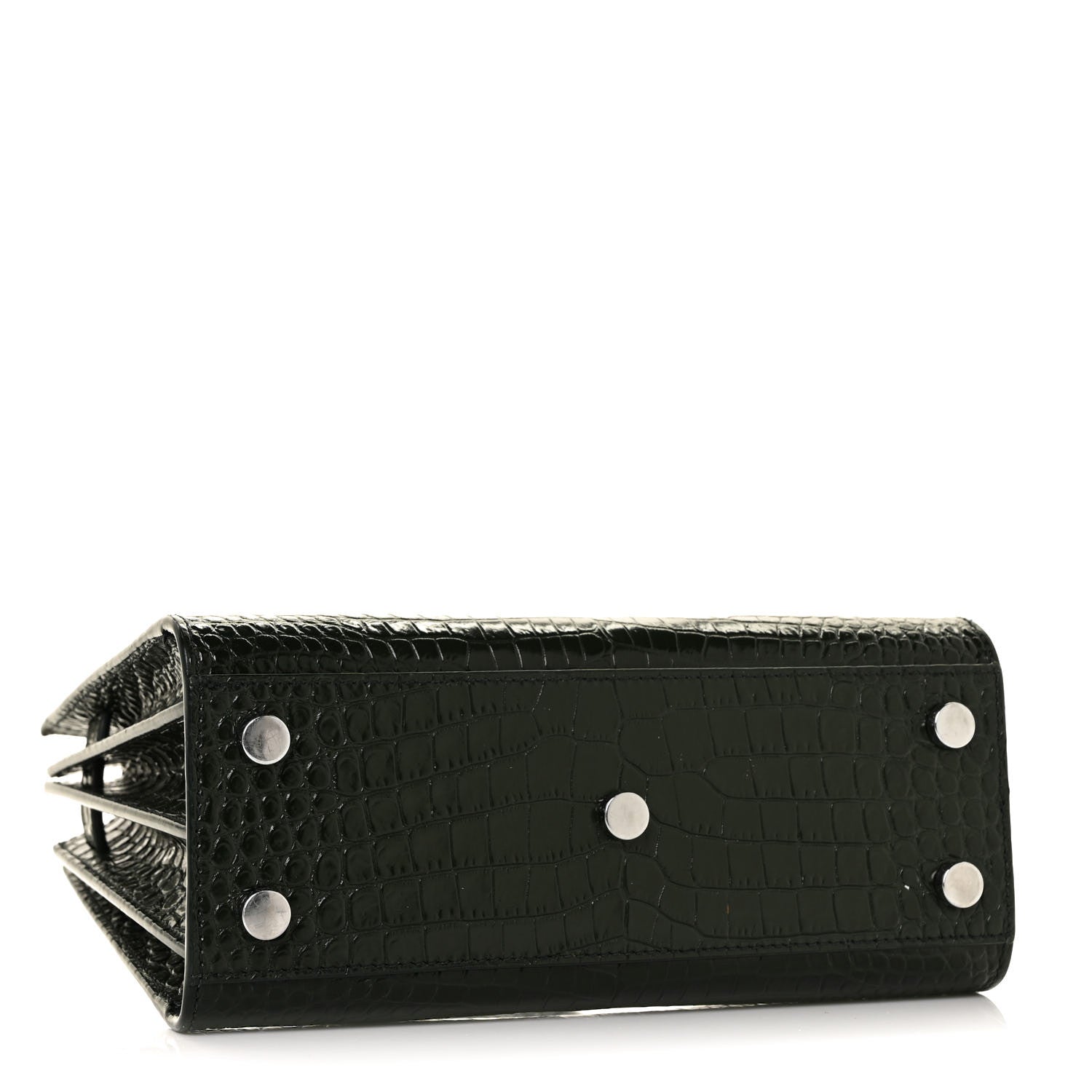 Saint Laurent Calfskin Crocodile Embossed Nano Sac De Jour Dark Green 4 of 11