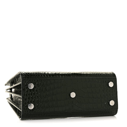 Saint Laurent Calfskin Crocodile Embossed Nano Sac De Jour Dark Green 4 of 11
