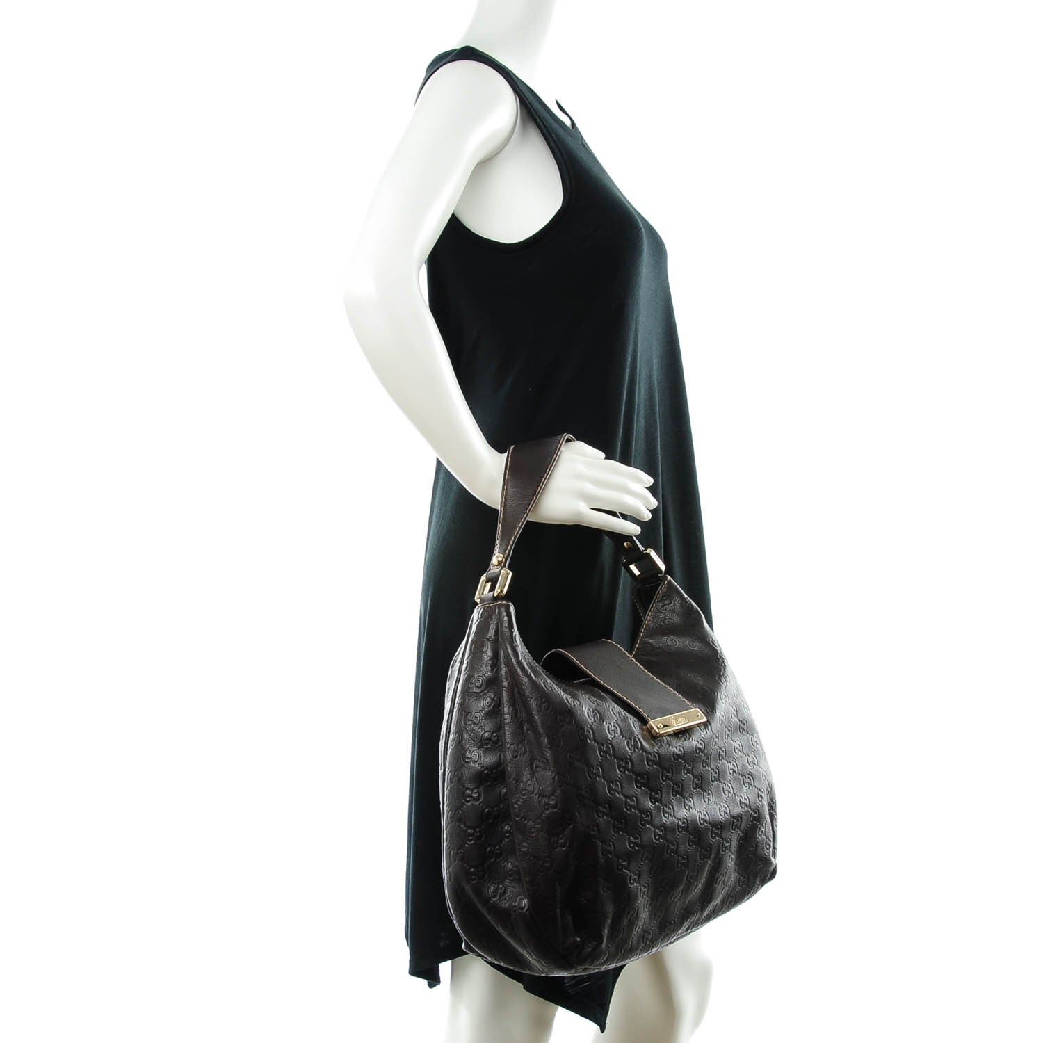 Gucci Guccissima Large New Ladies Web Hobo Dark Brown 2 of 7