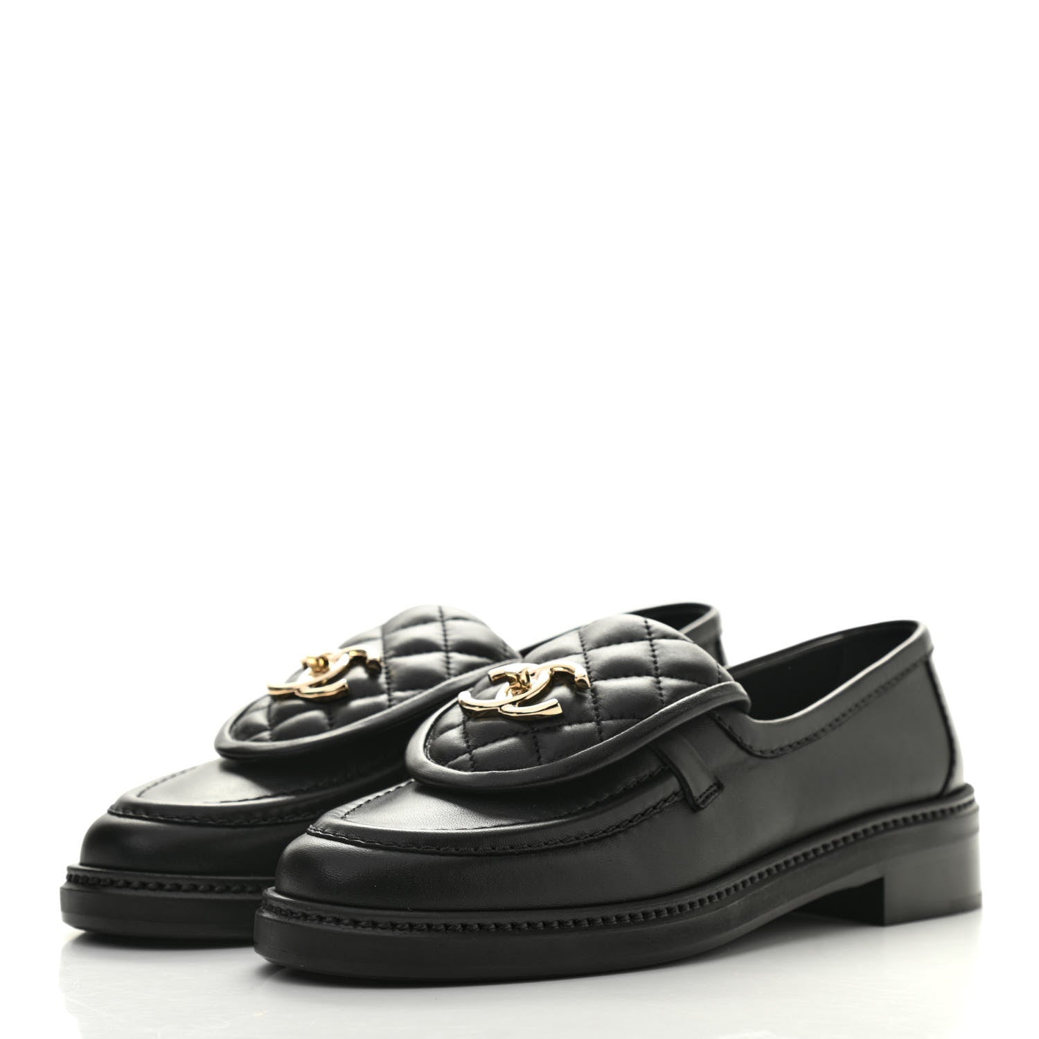 Chanel Lambskin Quilted CC Turnlock Loafers 36 Black 3 of 10