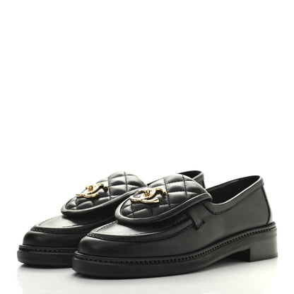 Chanel Lambskin Quilted CC Turnlock Loafers 36 Black 3 of 10