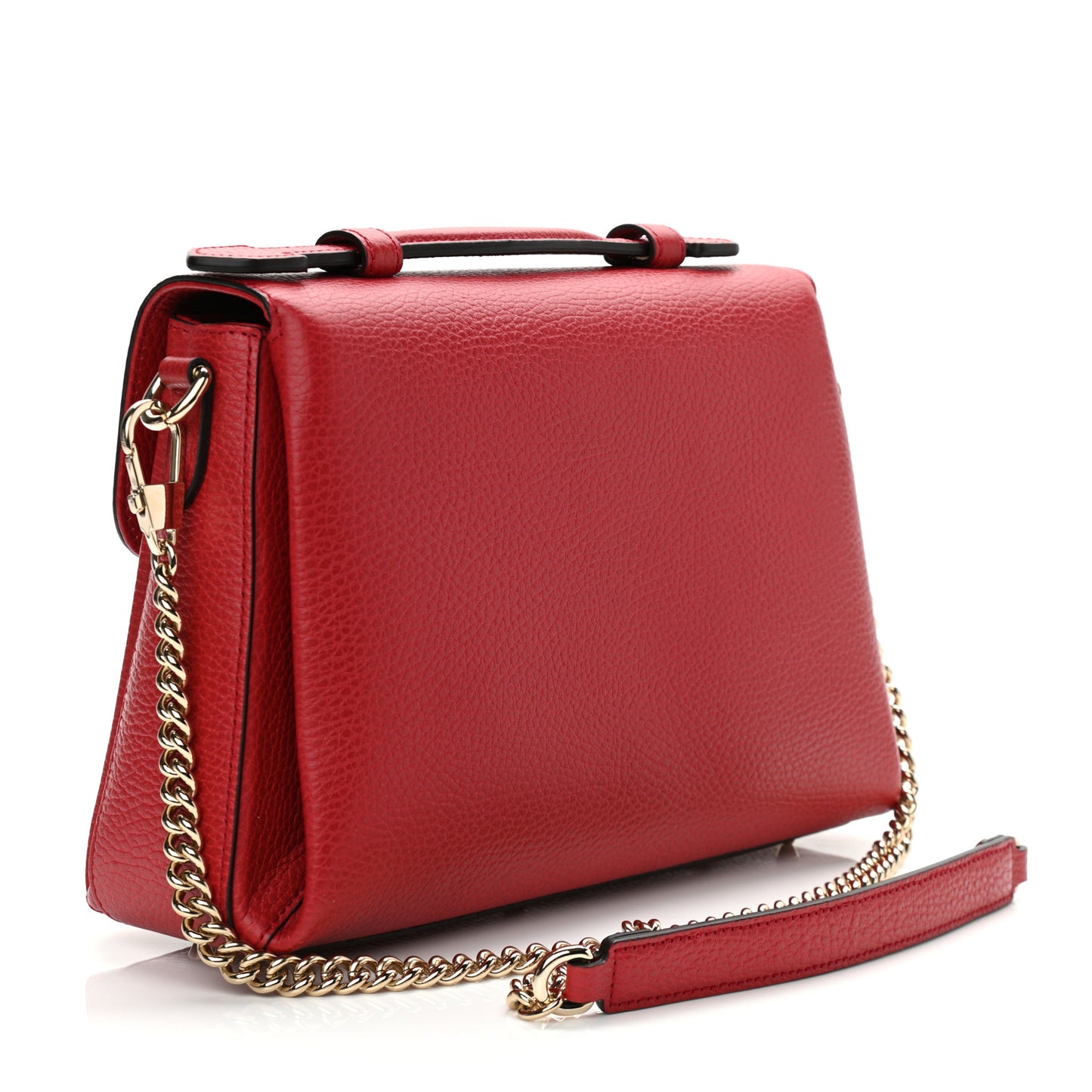 Dollar Calfskin Interlocking G Top Handle Shoulder Bag Red