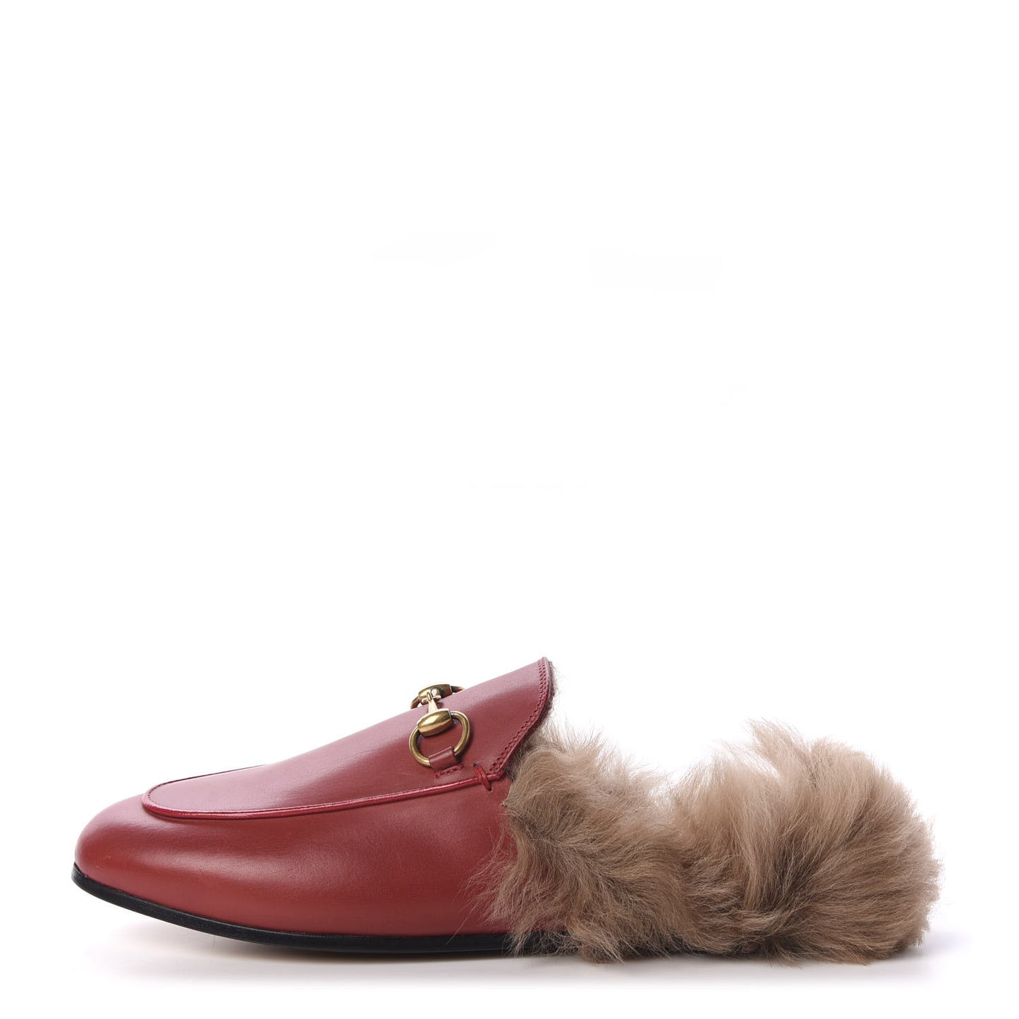 Betis Glamour Calfskin Fur Womens Princetown Slippers 36 Hibiscus Red Naturale