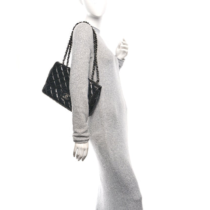 Chanel Crinkled Patent Quilted Jumbo Single Flap Black 2 of 11