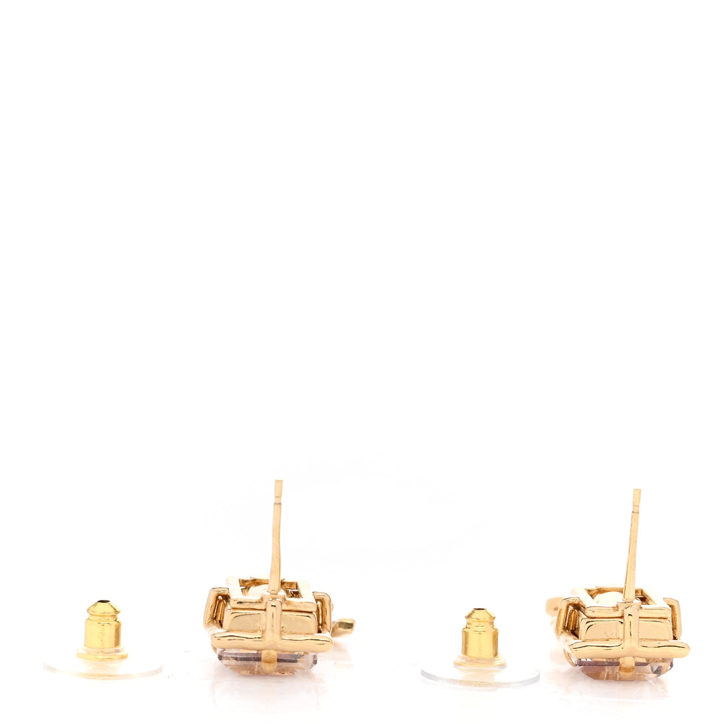 Crystal CC Drop Earrings Pink Gold