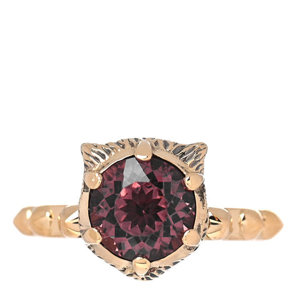 Gucci 18K Yellow Gold Diamond Pink Tourmaline Le Marché Des Merveilles Feline Ring 49 4.75 1 of 6