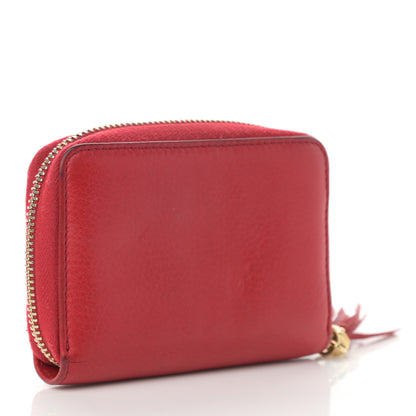 Gucci Pebbled Calfskin Soho Compact Disco Zip Around Wallet Hibiscus Red 3 of 13