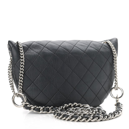Chanel Aged Calfskin Quilted Crossbody Double Chain Bag Black 3 of 9