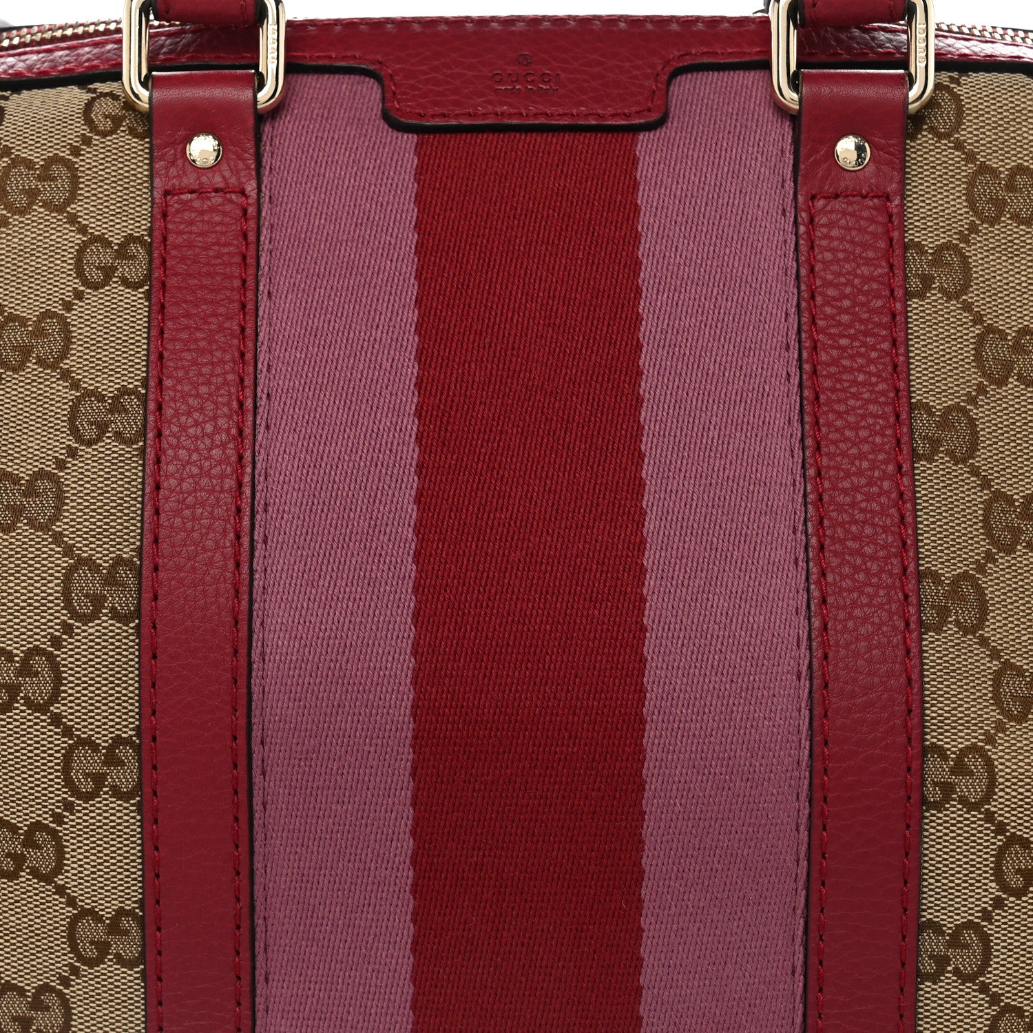 Gucci Monogram Cellarius Calfskin Vintage Web Medium Boston Beige Ebony Soft Burgundy Peonia Flower 8 of 10
