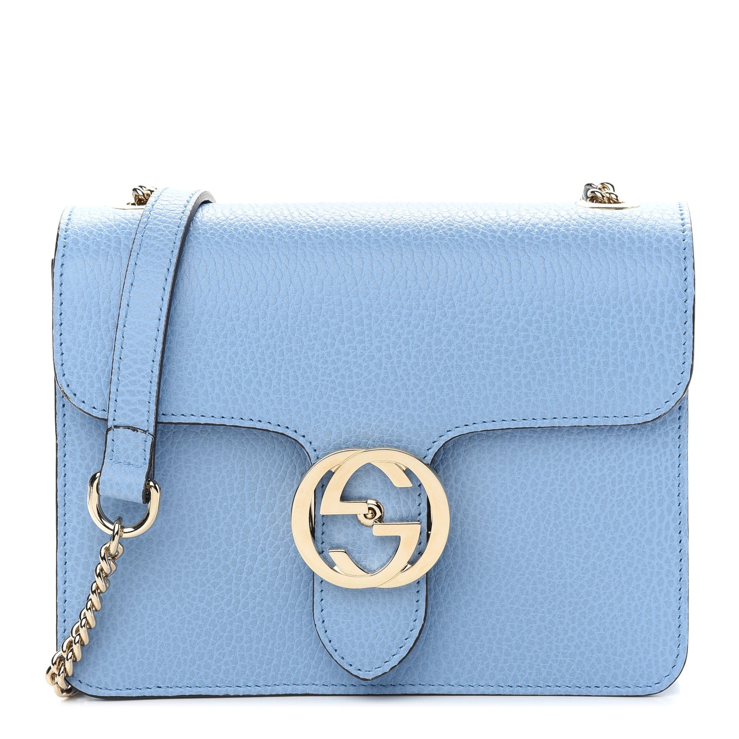 Dollar Calfskin Small Interlocking G Shoulder Bag Mineral Blue