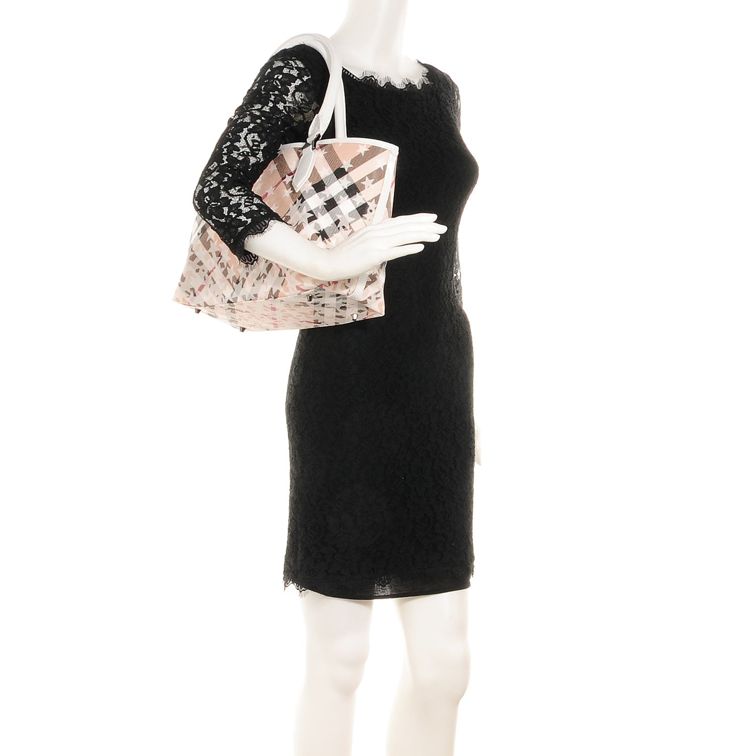 Burberry Patent Supernova Check Stars Medium Nickie Tote White 2 of 9