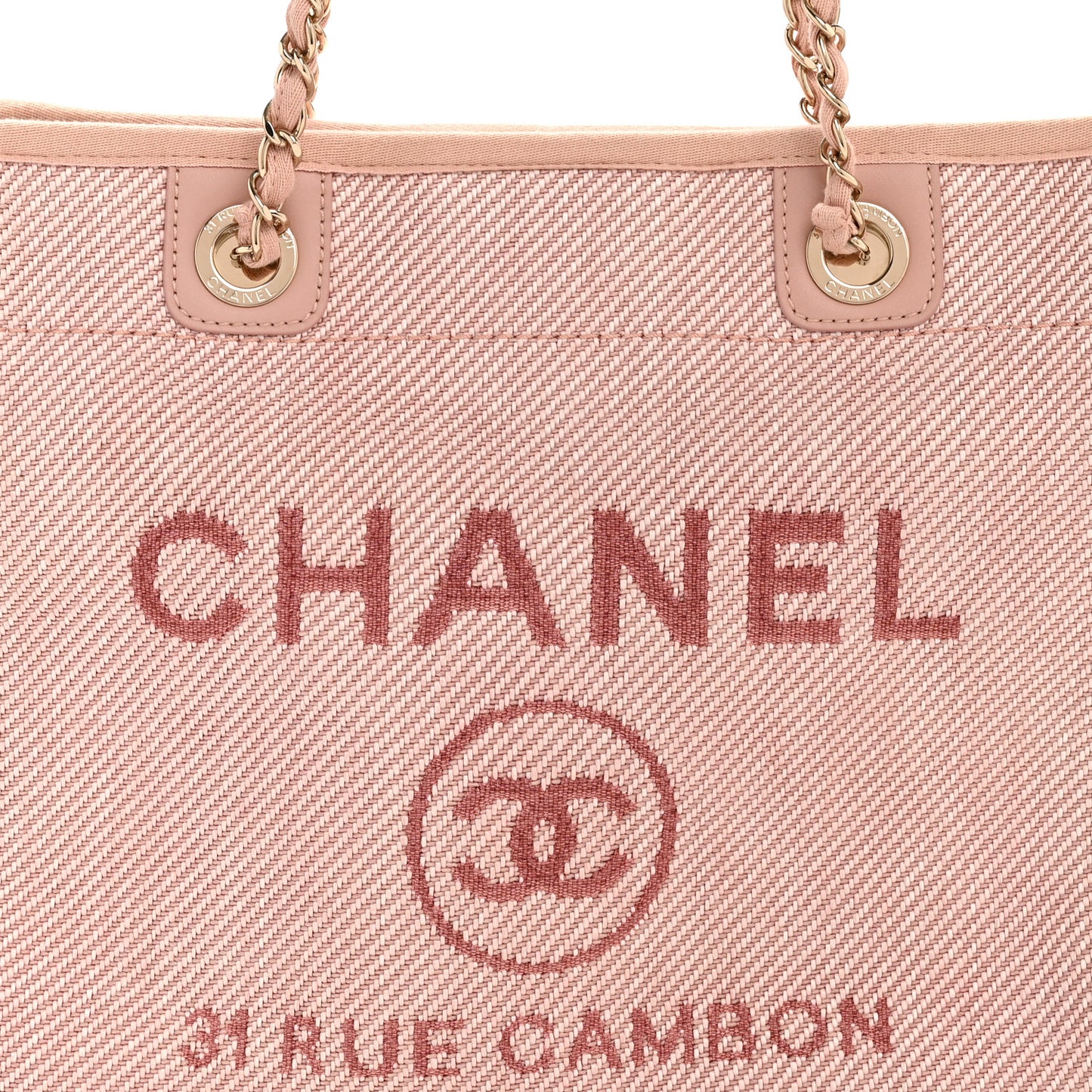 Mixed Fibers Calfskin Small Deauville Tote Rose Pink
