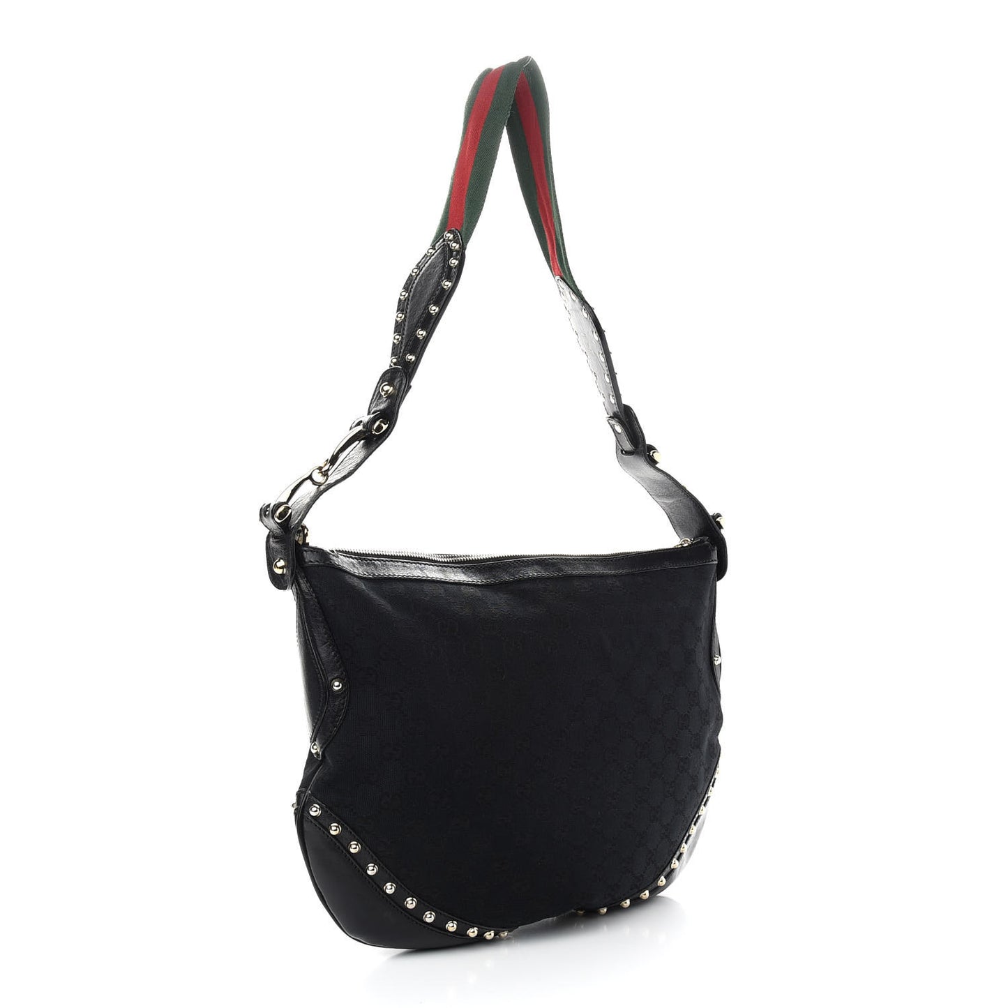Monogram Web Pelham Studded Shoulder Bag Black