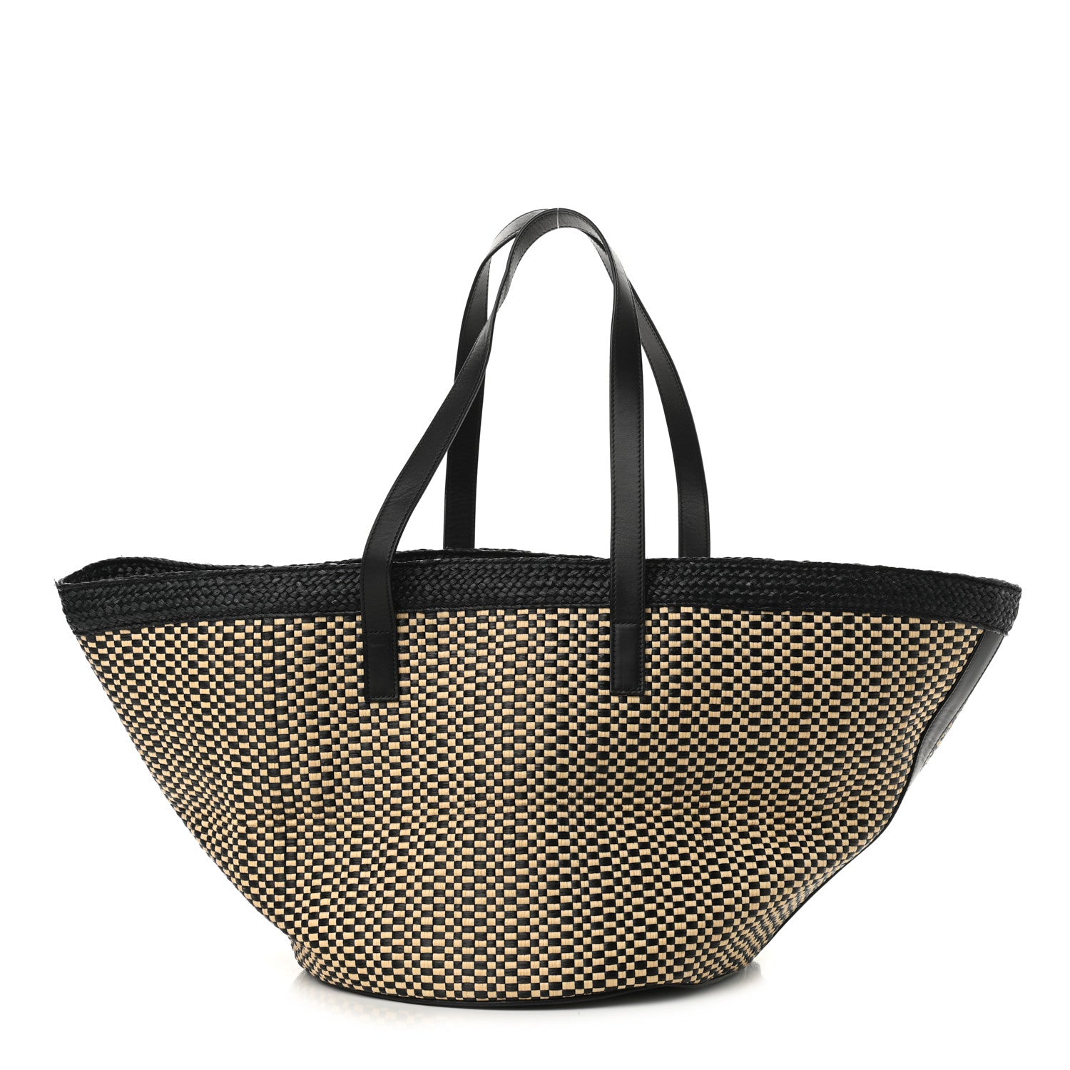 Saint Laurent Raffia Calfskin Medium Panier Tote Black Naturale 1 of 9