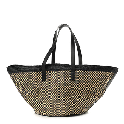 Saint Laurent Raffia Calfskin Medium Panier Tote Black Naturale 1 of 9