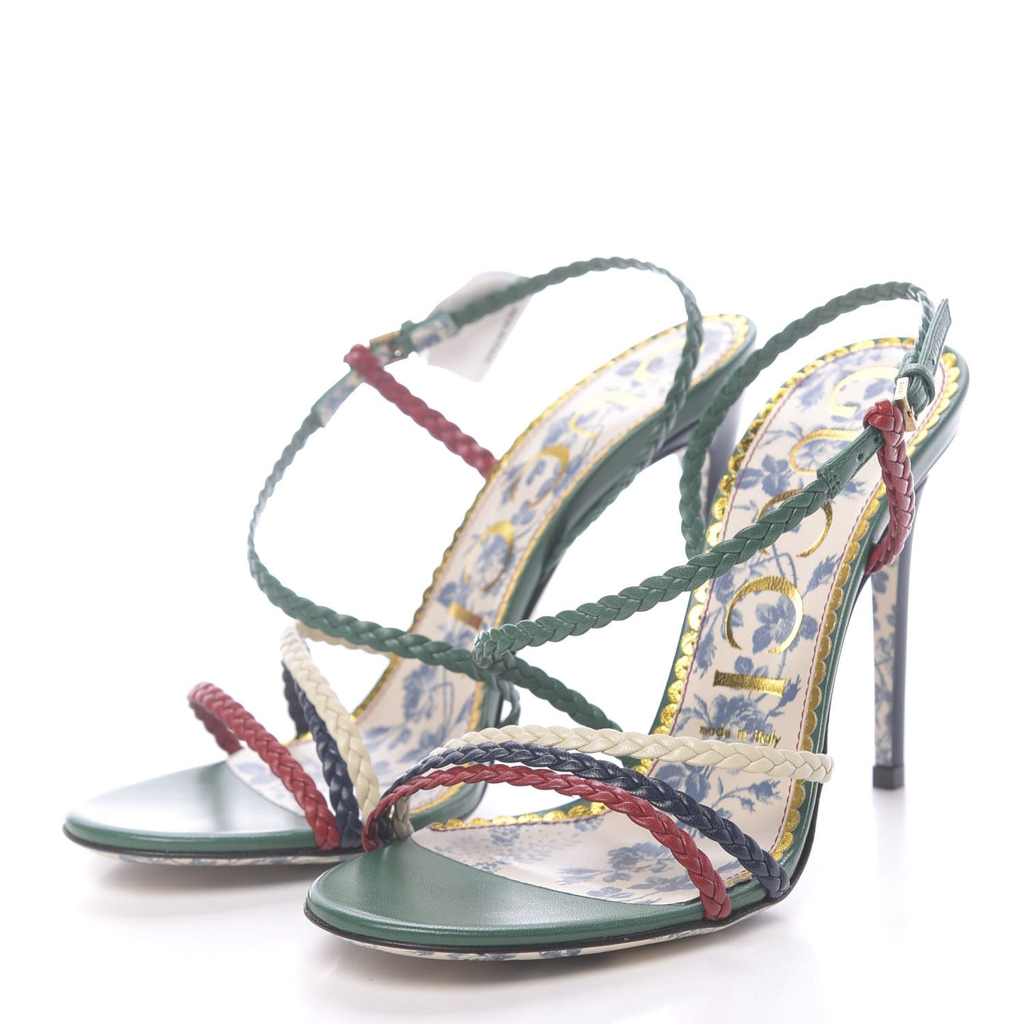 Malaga Kid Braided Haines High Heel Sandals 37.5 Emerald