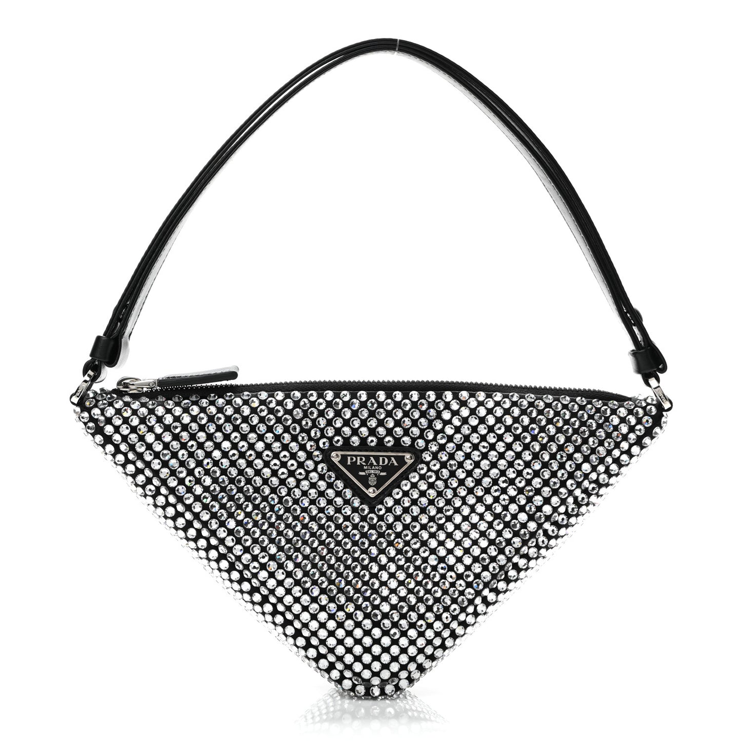 Satin Crystal Triangle Pouch Cristal