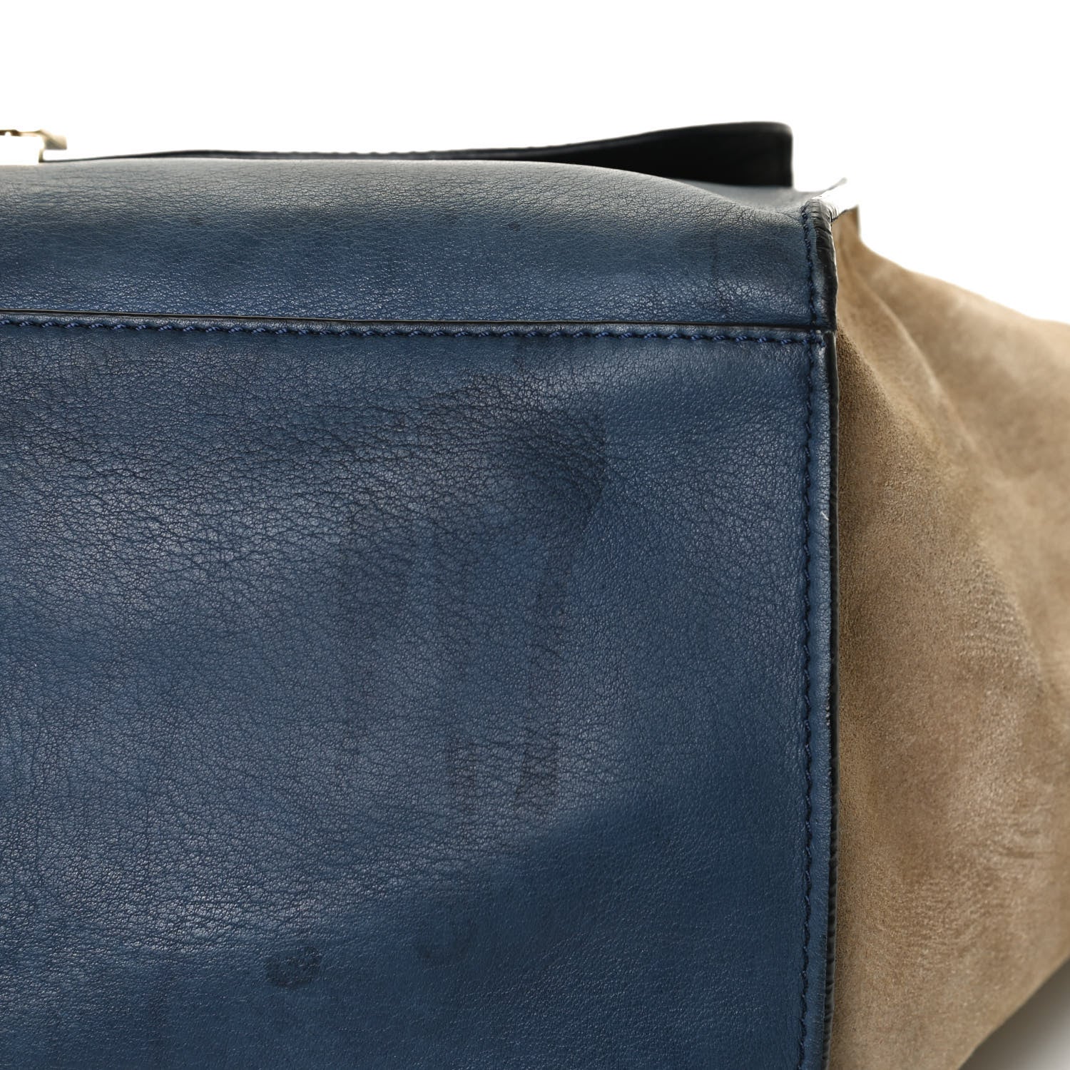 Celine Smooth Calfskin Suede Medium Bi-Color Trapeze Blue 8 of 12