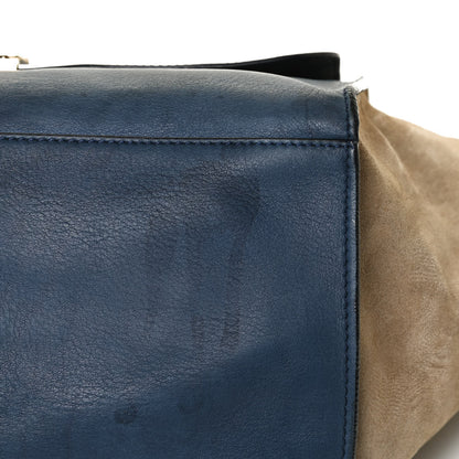 Celine Smooth Calfskin Suede Medium Bi-Color Trapeze Blue 8 of 12