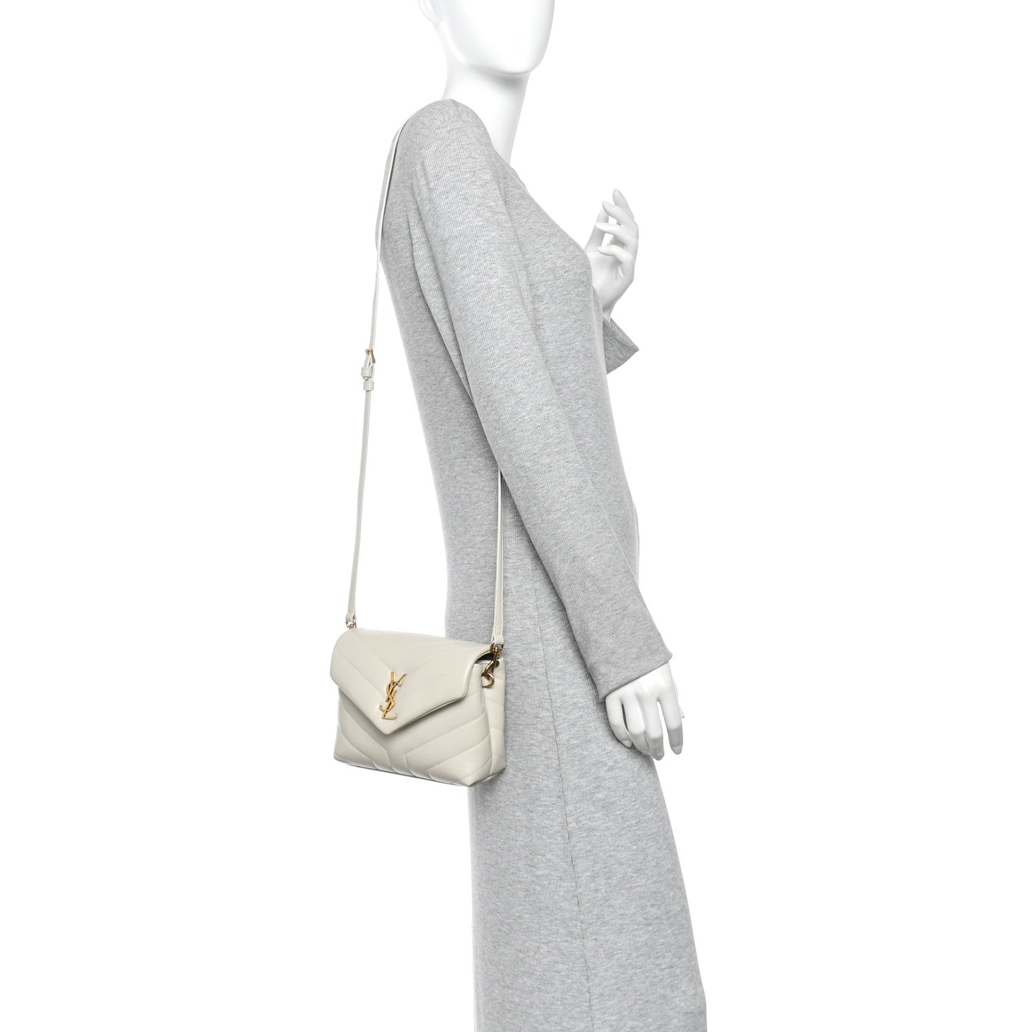 Saint Laurent Calfskin Y Quilted Monogram Toy Loulou Crossbody Bag Blanc Vintage 2 of 11