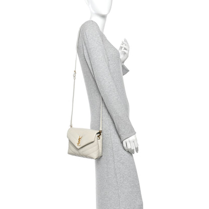 Saint Laurent Calfskin Y Quilted Monogram Toy Loulou Crossbody Bag Blanc Vintage 2 of 11
