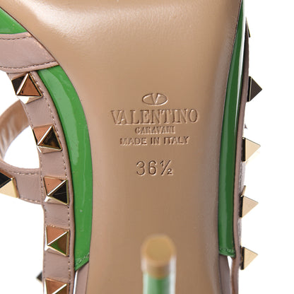 Valentino Garavani Patent Nappa Rockstud Ankle Strap 100mm Pumps 36.5 Green Poudre 6 of 8