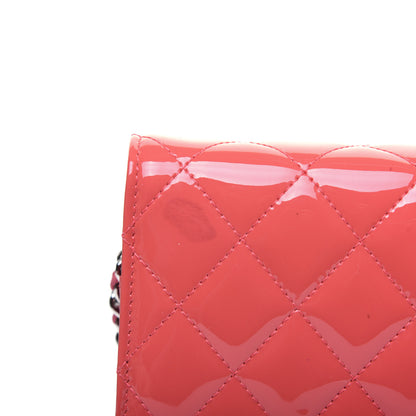 Chanel Patent Quilted Wallet On Chain WOC Coral 13 of 16
